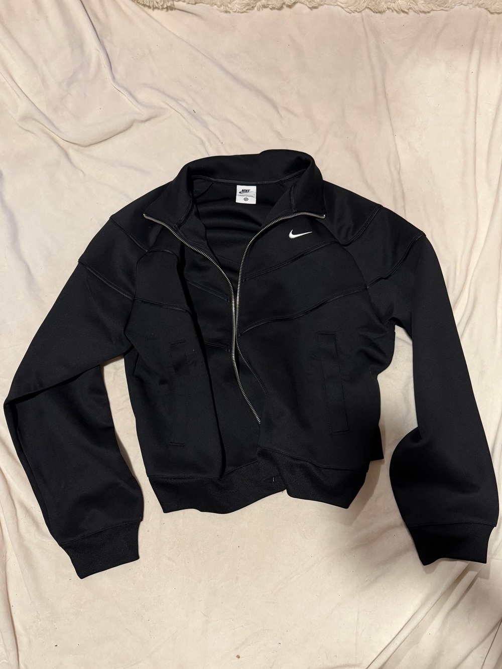 Nike Black Full-Zip Training Jacket with White Swoosh
